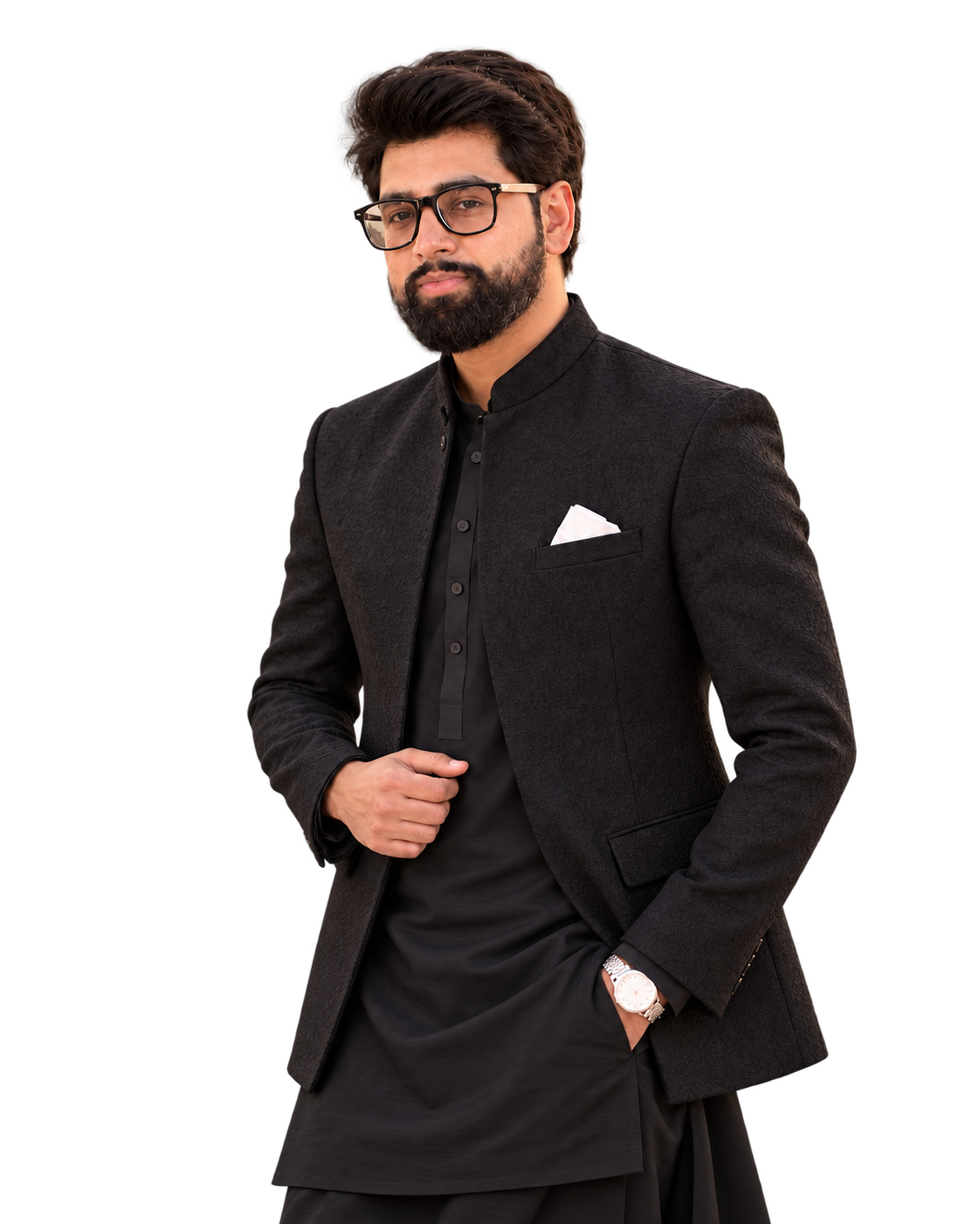 Avais Muhib Ur Rasool in formal black attire